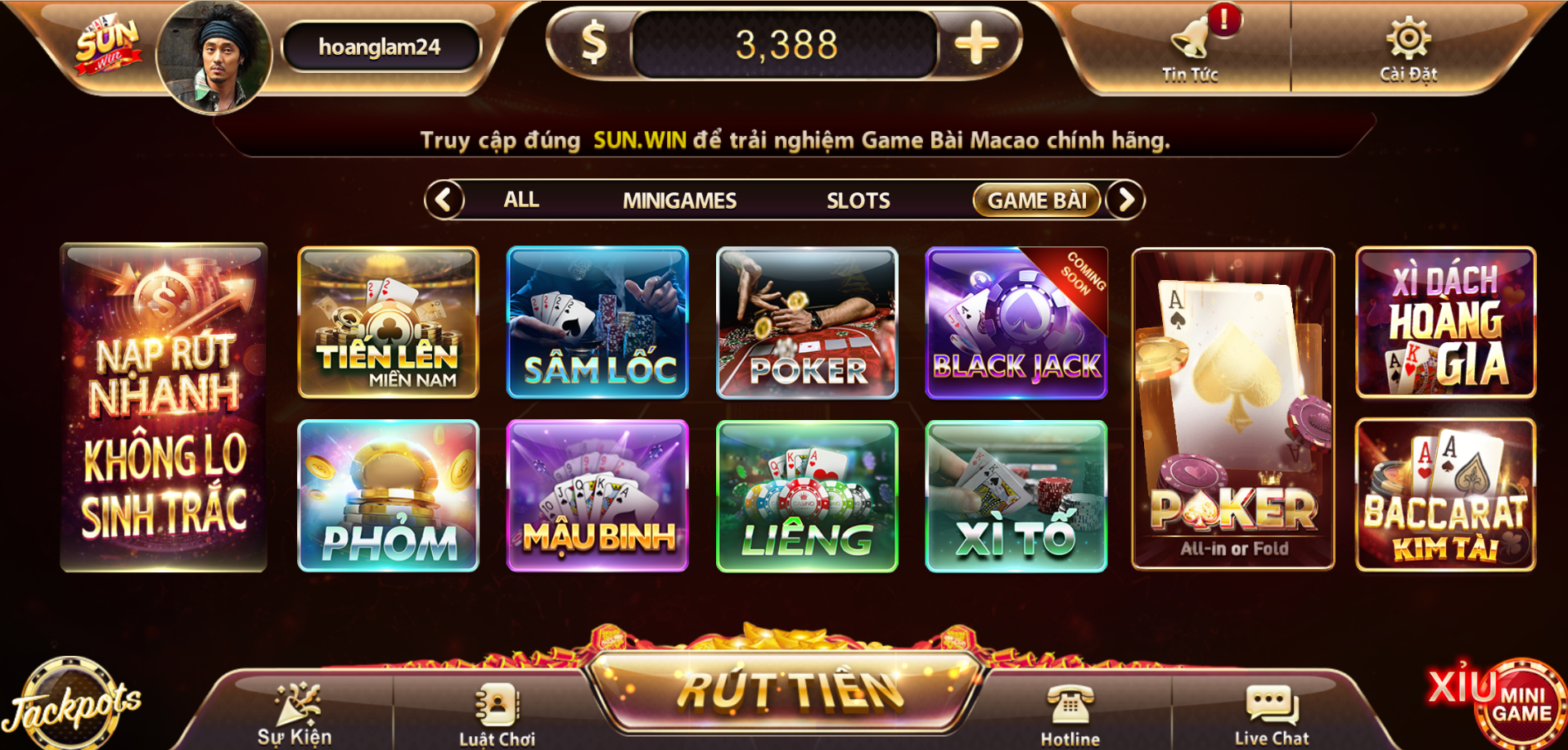 Game bài tiến lên miền Nam tại Sunwin là một trong các bộ môn dễ chơi dễ thắng
